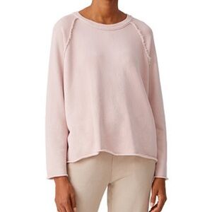 Eileen Fisher Organic Cotton French Terry Crew Neck Top Light Pink
